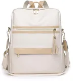 SONARIN Große Kapazität Rucksack Damen,Wasserdicht Mode Rucksack Casual Tagesrucksack Mädchen Schultasche Reise-Rucksack Daypack Convertible Umhängetasche für College Arbeit(Beige)