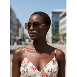 LASCANA Sonnenbrille LASCANA, Damen, braun (braun, schwarz), Sonnenbrillen Sonnenbrille, Trendy Sonnenbrille mit UV Schutz, Damenbrille, Sonnenschutz