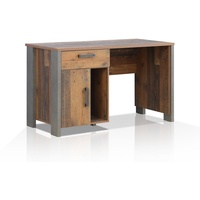 Moebel-Eins Schreibtisch, CASSIA Schreibtisch, Material Dekorspanplatte, Old Wood Vintage/betonfarbig braun