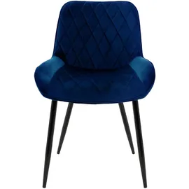 ML-Design 2er Set Esszimmerstühle mit Rücken- und Armlehnen, Dunkelblau Samt Sitzfläche, Metallbeine, ergonomische Esszimmer- & Küchenstühle