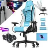 Kesser KESSER® Gaming Stuhl Ergonomisch Bürostuhl mit Kopfstütze & Lendenkissen Racing Gamer Stuhl 150kg belastbar Armlehne 360° Drehbarer Schreibtischstuhl Gaming Chair + Gummi-Rollen