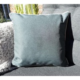 Kissen 45x45 cm Outdoor mit Keder & Füllung - Premium Olefin Lounge Stoff - Garten Dekokissen - Wasser- & Schmutzabweisende Beschichtung - Öko Tex 100 - UV Schutz (Petrol mit Keder in Natur)