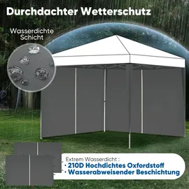 Sekey Seitenwände für Pavillon 3x3 2 Stück 3 x 3 m Grau