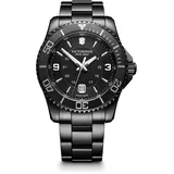 Victorinox Herren Armbanduhr Maverick Black Edition Ø 43 mm, Analog Quarz, Wasserdicht bis 100 m, Edelstahl-Armband, Schwarz