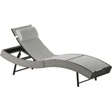 Outsunny Poly Rattan Sonnenliege S-förmige Gartenliege mit 5-fach verstellbare Rückenlehne Kopfstütze atmungsaktive UV-beständige Relaxliege Outdoor Rattan Liege Gartenmöbel für Garten Pool Hellgrau   Aosom