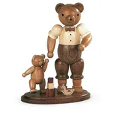 Müller Kleinkunst GmbH Seiffen Bärensammelfigur Bärenvater mit spielendem Kind natur klein Höhe 10 cm NEU Bär