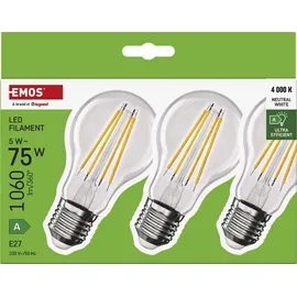EMOS LED-Lampe Filament A60 1525283413 5W E27 neutralweiß 1060 lm 3 St.
