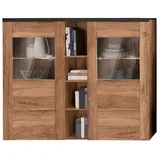 Home Affaire Highboard »Larona, zeitlose Hochkommode mit 2 Türen, Türkommode, Höhe 129,5 cm,«, Anrichte mit dekorative Rahmenoptik, Türen mit Glaseinsatz,