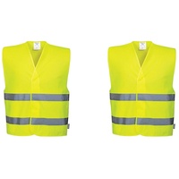 Portwest Zwei Reflex-Streifen Warnschutzweste, Größe: L/XL, Farbe: Gelb, C474YERL/XL