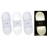 PEARL Treppenlicht: Batterie-LED-Wandleuchte, Bewegungs & Lichtsensor, 80 Lumen, 3er-Set (Leuchte mit Bewegungsmelder, Bewegungsleuchte, Lampe Bewegung)