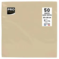 Pronappe SV622042I 16x Packung mit 50 Cocktail-Servietten, mikrogeprägt, Tissue, 2-lagig - 20x20cm - Ficelle
