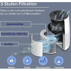 Levoit Luftreiniger Allergiker mit Aromatherapie, HEPA Luftfilter gegen Schimmel, Staub und Tierhaare bis zu 0,3 μm für Schlafzimmer, 7 Watt Energiesparend, 3 Geschwindigkeiten, 25dB, Weiß