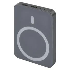 EMOS Powerbank WI 522, 5000 mAh MagSafe mit Passthrough und Wireless-Charging, USB-C-Ausgang inkl. Kabel, für iPhone, iPad, Smartwatch, grau, B0555GY - Grau