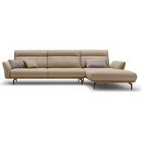 hülsta sofa Ecksofa hs.460, Sockel in Nussbaum, Winkelfüße in Umbragrau, Breite 338 cm beige
