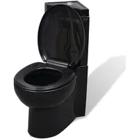 vidaXL Stand WC Bodenstehend Keramik Soft Close Sitz Spülkasten Ecke Toilette