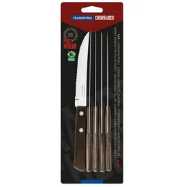 Tramontina STEAK-/PIZZA Messer, 6 Stück, Edelstahl, Holzgriff FSC, spülmaschinenfest
