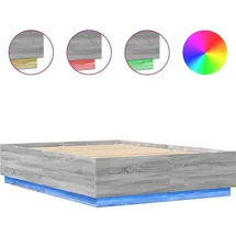 vidaXL Bettgestell mit LED Grau Sonoma 160x200 cm Holzwerkstoff