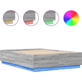 vidaXL Bettgestell mit LED Grau Sonoma 160x200 cm Holzwerkstoff