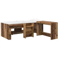 vidaXL Hochbett mit Schreibtisch für Kinder 2 Stk. Altholz