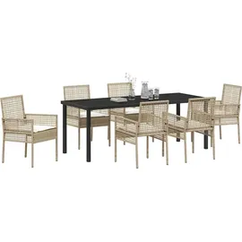 vidaXL Garten Essgruppe 7-tlg. Beige