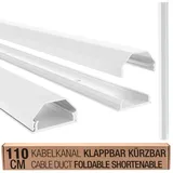 Ricoo Kabelkanal aus Aluminium Universal Z0100-W Kabelführungssystem für Fussboden und Wand Wandleiste Kabelklemme Oberputzinstallation Kabelrinnen Leitungskanal, Weiss