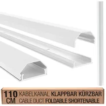 Ricoo Kabelkanal aus Aluminium Universal Z0100-W Kabelführungssystem für Fussboden und Wand Wandleiste Kabelklemme Oberputzinstallation Kabelrinnen Leitungskanal, Weiss