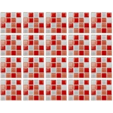 DLBX 20 Stück 15 x 15cm Mosaik Fliesenaufkleber Wandfliese Aufkleber für Fliesen für Bad und Küche Deko Fliesenfolie Selbstklebende Fliesenaufkleber (Rote Mischung)