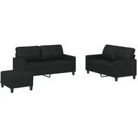 VidaXL 3-tlg. Sofagarnitur mit Kissen Schwarz Kunstleder