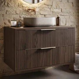 Badplaats Waschbeckenunterschrank Rimini 2 Schubladen 80 x 46 x 46 cm Walnuss Braun