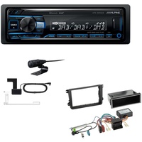 Alpine UTE-204DAB 1 DIN Autoradio DAB+ Bluetooth USB AUX-IN passend für Volkswagen VW Touran ab 2003 schwarz inkl Canbus