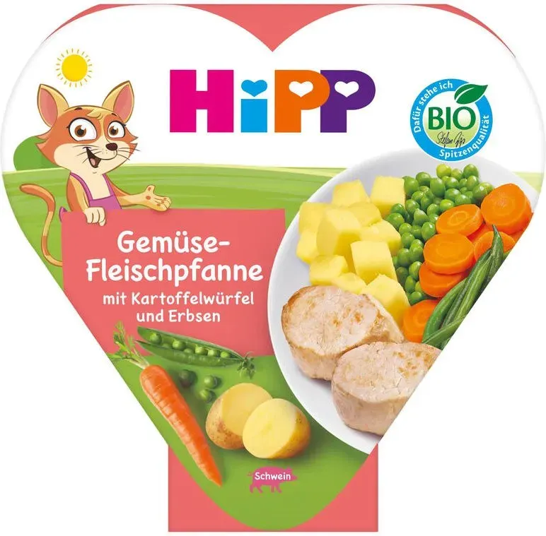 Hipp Kinderteller Gemüse-Fleisch-Pfanne mit Kartoffelwürfeln und Erbsen, 1-3 Jahre, 250 g
