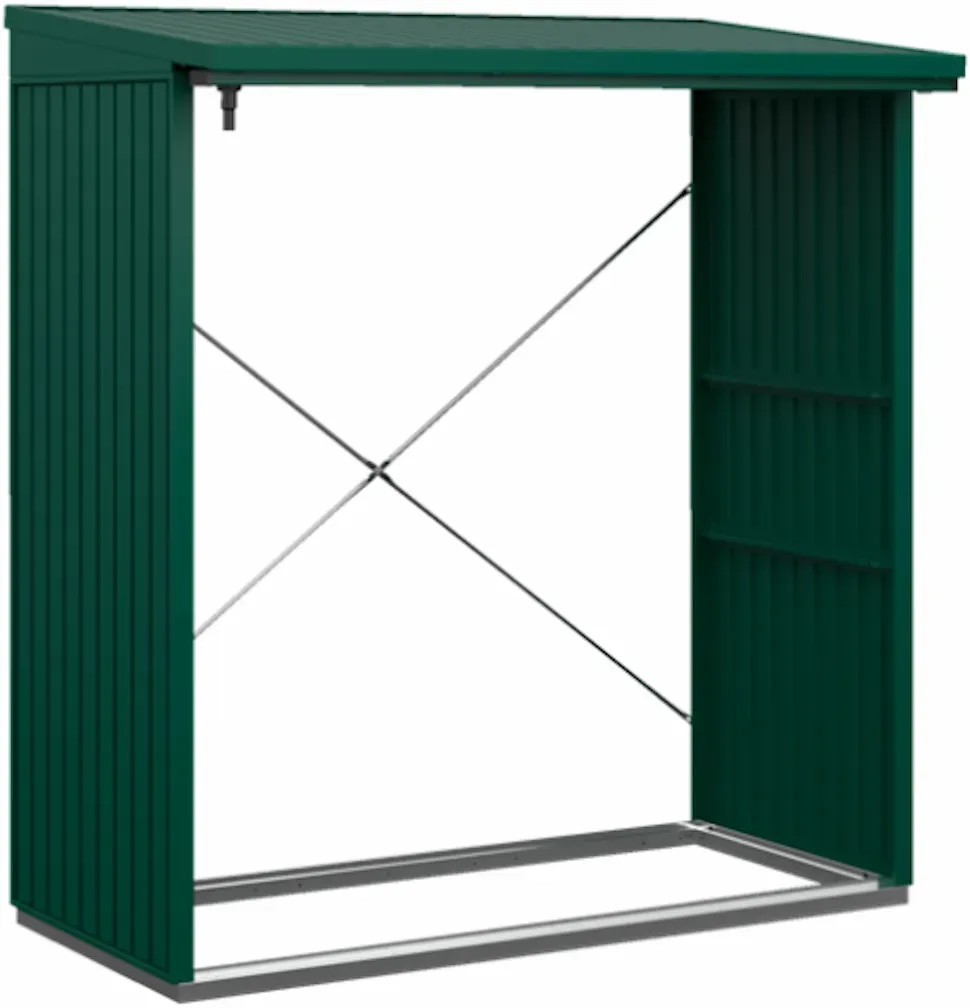 Hörmann Kaminholzregal Berry B 181 x T 103 cm (KHR Typ 2), Motiv Classic (mit schmalen Lamellen), Moosgrün (RAL 6005)