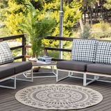 Surya Teppich rund, 8 mm Höhe, Teppich In Outdoor Boho, Jute-Optik, Balkon Terrasse, Garten, Rund Beige,