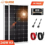 240W Solar Set Solarpanel 2x120W 12V Monokristallin Solarmodule Solaranlage Komplettpaket Camping RV