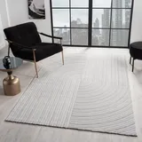 VIMODA Moderner Kurzflor Teppich Wohnzimmer Schlafzimmer Boho Optik Regenbogen Skandinavisch, Farbe:Grau, Maße:160x230 cm