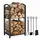 Relaxdays Kaminholzregal Metall 46 x 30 x 73 cm mit Besteck Schwarz