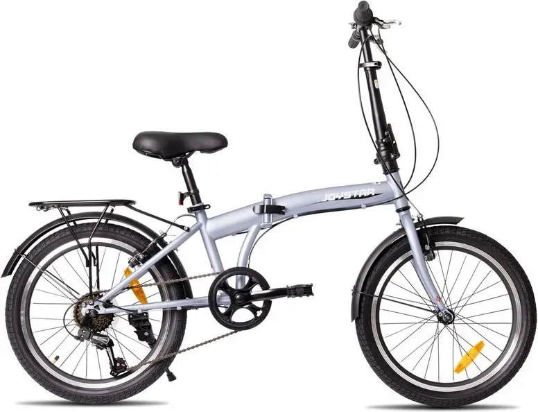 JoyStar, Super, 6-Gang-Faltfahrrad für Erwachsene, 20 Zoll, aus leichtem, hochwertigem Stahl, Doppel-V-Bremse, für Camping und Pendeln, Grau