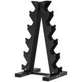 Hantelständer Für 10 Kurzhanteln, 5 Ebenen, Stabiles Stahlgestell, Bis 100 Kg, Schwarz, 66 X 35 X 33 Cm