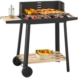casa.pro Holzkohlegrill Ari 78 x 86 x 30 cm Schwarz/Holz