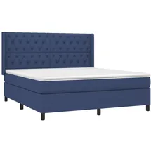 vidaXL Boxspringbett mit Matratze Blau 160x200 cm Stoff