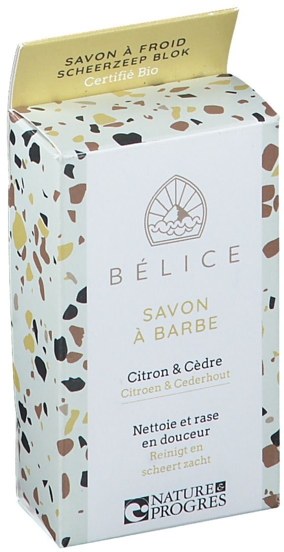 Bélice Savon à Barbe Savon à froid Citron & Cèdre Bio 100 g savon