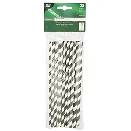 Papstar Trinkhalme Papier Ø 6 mm 20 cm 25 St. Schwarz/Weiß