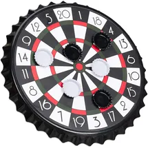 Relaxdays Kronkorken Dartscheibe, magnetische Zielscheibe, Dart Trinkspiel mit 6 Kronkorken, Partyspiel Ø 25 cm, schwarz