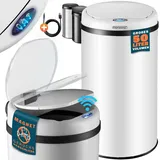 MONZANA® Sensor Mülleimer 50L Smarter Abfalleimer inkl. Ladekabel Edelstahl Berührungslos LED Anzeige Wasserdicht Küche Restabfall Recycling M...