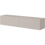 Selsey TV Schrank Board Sideboard Fernsehtisch Fernsehschrank 140 cm Hängend Gefräste Front Graubeige Veldio