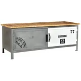 Woodkings TV-Bank Pinetown aus Metall und Massivholz I rustikaler TV-Unterschrank 110x42x40 cm I Lowboard im Vintage Design, Industrial Möbel