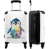 NoBoringSuitcases.com® Koffer groß Trolley Rollkoffer Reisekoffer mit 4 Rollen Fotokoffer - Pinguin - Regenbogen - Aquarell - Tiere - Kinder - 67x43x25cm - 90 Liter