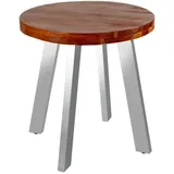 SAM Outillage SAM Esstisch, Braun, Holz, Echtholz,Akazie, Rund,Rund, eckig, 100x78x100 cm Akazienholz nussbaumfarben silber SOPHIA