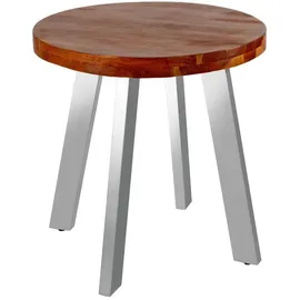 SAM Outillage SAM Esstisch, Braun, Holz, Echtholz,Akazie, Rund,Rund, eckig, 100x78x100 cm Akazienholz nussbaumfarben silber SOPHIA