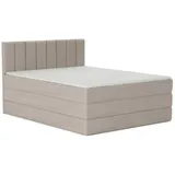 Deine Möbel 24 Boxspringbett MEXICO Echtes Boxspringbett Polsterbett Komplettbett inkl. Topper (Beige Hellgrau Blau-Grau Anthrazit Schwarz, 4-St., 2 Bonellfederkernmatratzen H3 + 1 Taschenfederkenmatratze H3), 140x200 160x200 180x200 180x200 200x200 inkl. Bettkasten beige